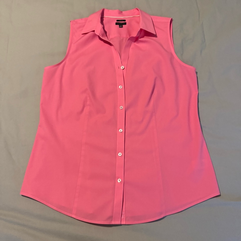 Talbots Pink Sleeveless Fitted Button Down Shirt